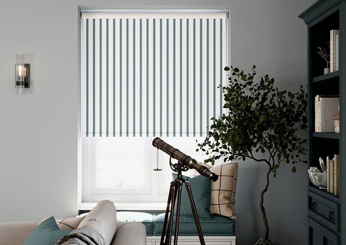 Salcombe Stripe (Blackout), Sea Glass - Twist&Fit Roller Blind - Image 3